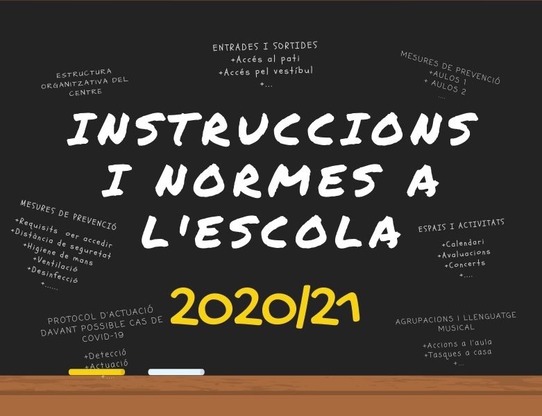 INSTRUCCIONS I NORMES A L'ESCOLA CURS 2020/21