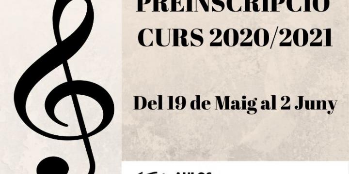 Preinscripció 2020/2021 del 19 de Maig al 2 de Juny