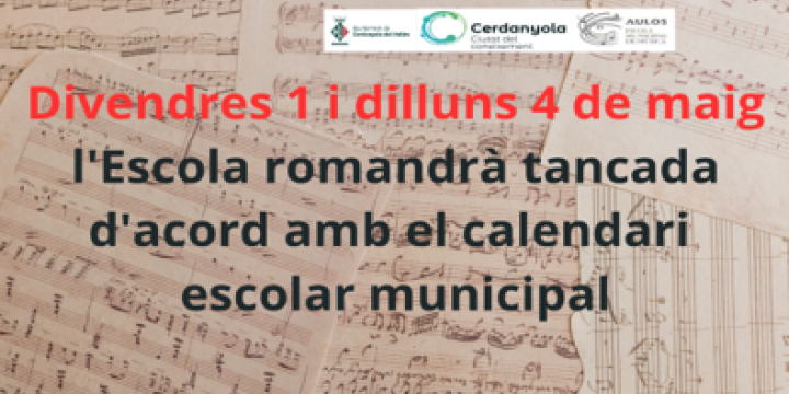 DIVENDRES 1 FESTIU. DILLUNS 4 FESTIU LOCAL.
